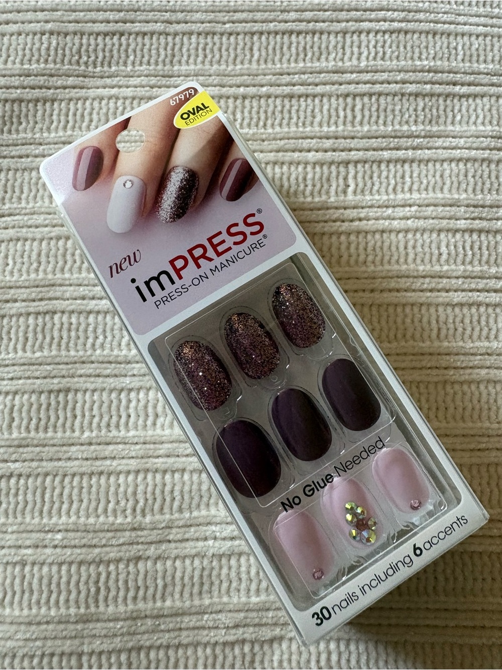 imPRESS Press-On Manicure Set — Plum, Light Pink & Glitter Accents